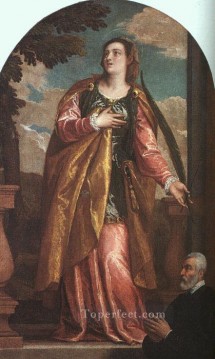 Santa Lucía y un donante Renacimiento Paolo Veronese Pinturas al óleo